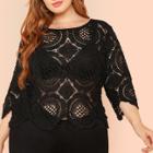 Shein Plus Solid Eyelet Lace Crop Top