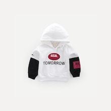 Shein Toddler Boys Letter Print Contrast Sleeve Hooded Sweatshirt