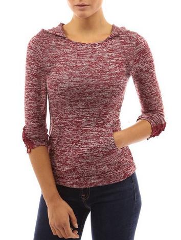 Shein Red Hooded Peplum Sleeve Slim T-shirt
