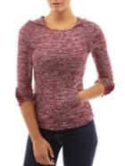 Shein Red Hooded Peplum Sleeve Slim T-shirt