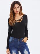 Shein Caged Front Fitted Tee