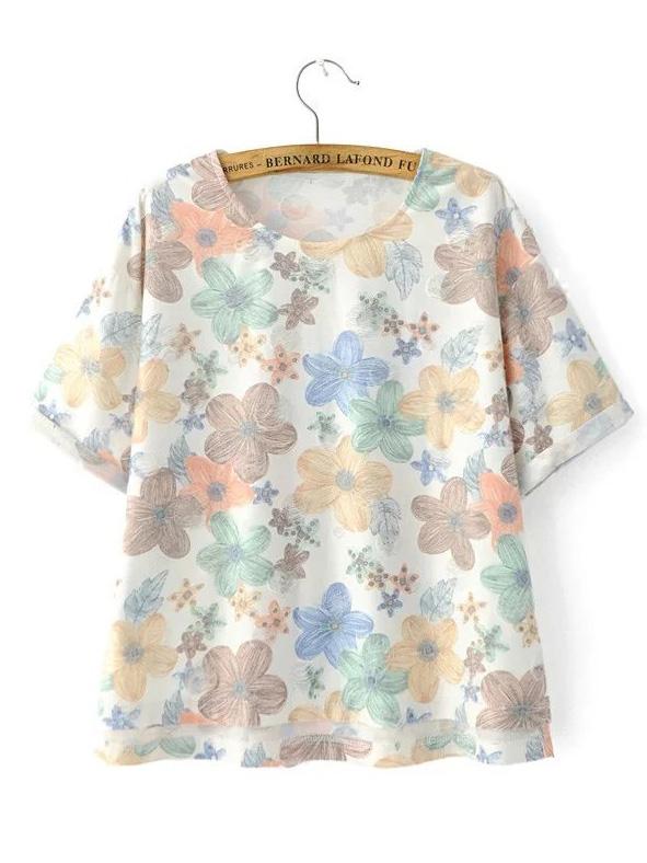 Shein Rolled Cuff High Low T-shirt