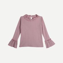 Shein Girls Ribbed Plain Frill Blouse