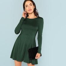 Shein Pleated Solid Dress