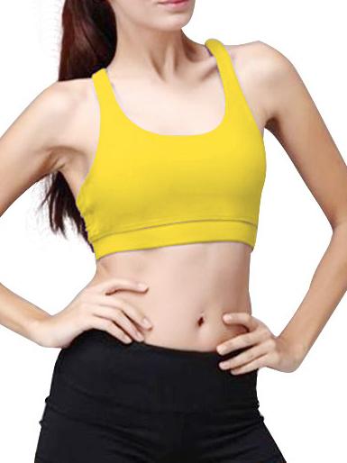 Shein Yellow Crisscross Back Sports Chest Pad Tank Top