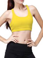Shein Yellow Crisscross Back Sports Chest Pad Tank Top