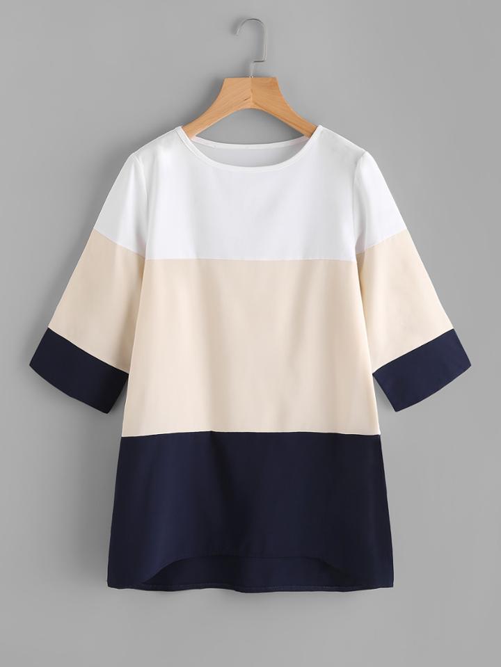 Shein Color Block Dip Hem Dress