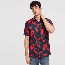 Shein Men Button Front Animal Print Shirt