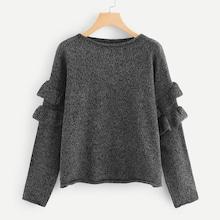 Shein Ruffle Trim Marled Knit Jumper