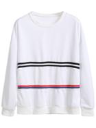 Shein White Striped Contrast Drop Shoulder Sweatshirt