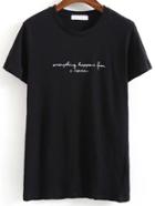 Shein Letters Print Black T-shirt