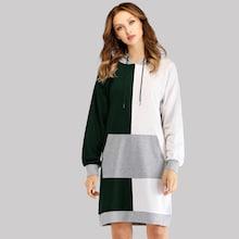 Shein Cut And Sew Drawstring Hooded Dress