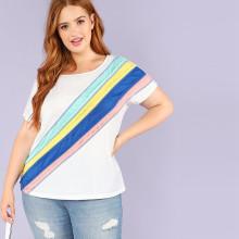 Shein Plus Color Block Batwing Tee