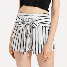 Shein Bow Tie Front Striped Shorts