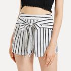 Shein Bow Tie Front Striped Shorts