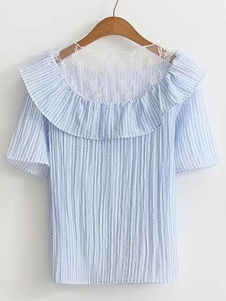 Shein Contrast Mesh Vertical Striped Top