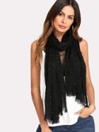 Shein Frayed Trim Sequin Scarf