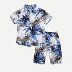 Shein Boys Tropical Print Blouse With Shorts