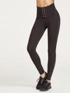 Shein Black Lace Up Wide Waistband Leggings