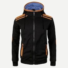 Shein Men Contrast Suede Zip Up Hoodie
