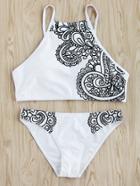 Shein Retro Flower Print Bikini Set