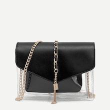 Shein Metal Tassel Clear Bag With Inner Pouch