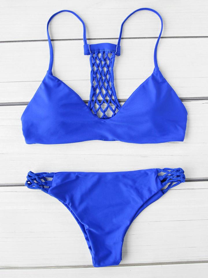 Shein Woven Back Beach Bikini Set