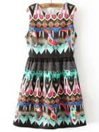 Shein Multicolor Sleeveless Tribal Print Dress