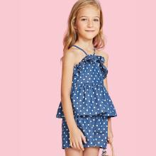 Shein Girls Polka Dot Ruffle Cami Top & Shorts Co-ord