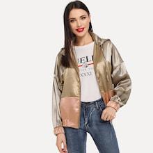 Shein Drop Shoulder Colorblock Hooded Jacket
