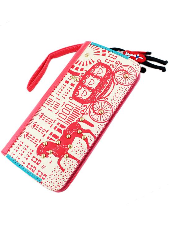 Shein Red Carriage Print Soldier Clutch Bag