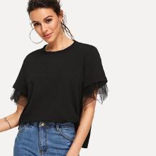 Shein Sheer Mesh Sleeve Tee