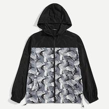 Shein Men Zip Up Raglan Sleeve Camo Hoodie Jacket