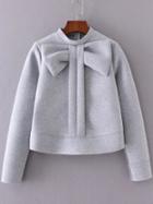 Shein Bow Embellished Crew Neck Sweatshirt