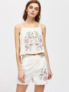 Shein Flower Embroidered Cami Top With Shorts