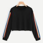 Shein Colorful Striped Tape Side Sweatshirt