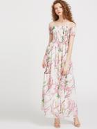 Shein Blossom Print Off Shoulder Smocked Dress