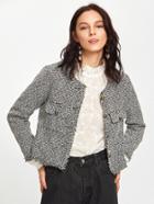 Shein Fray Trim Crochet Jacket