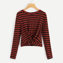 Shein Twist Front Striped Top