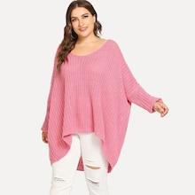 Shein Plus Solid Oversized Dip Hem Sweater