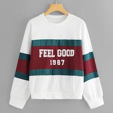 Shein Letter Print Color Block Sweatshirt