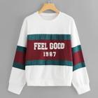 Shein Letter Print Color Block Sweatshirt