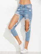 Shein Extreme Distressed Knees Jeans