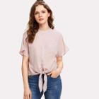 Shein Knot Front Patch Pocket Button Up Shirt