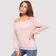 Shein Off Shoulder Solid Sweatshirt