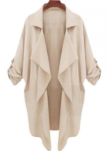 Rosewe Chic Turndown Collar Three Quarter Sleeve Coat For Autumn
