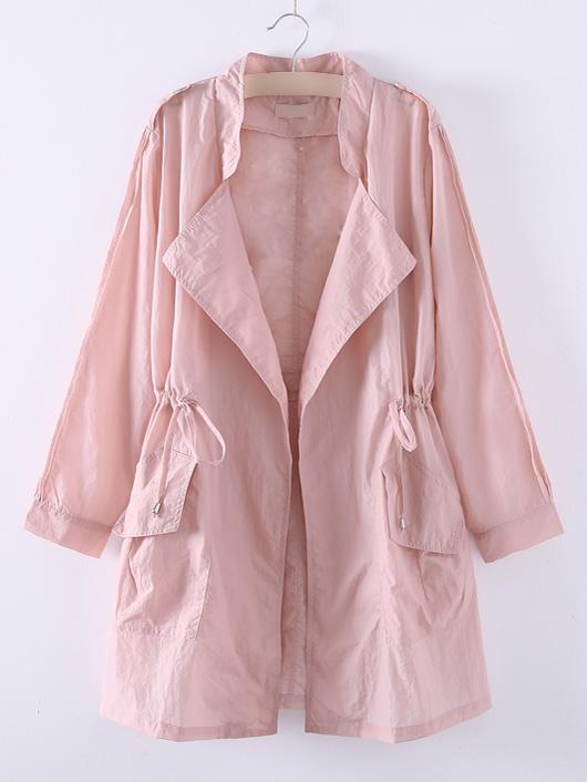 Shein Pink Asymmetric Elastic Waist Pocket Coat