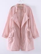 Shein Pink Asymmetric Elastic Waist Pocket Coat