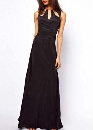 Rosewe Sexy Cutout Design Sleeveless Maxi Dress For Club Black