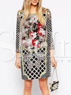 Shein Multicolor Long Sleeve Floral Dress
